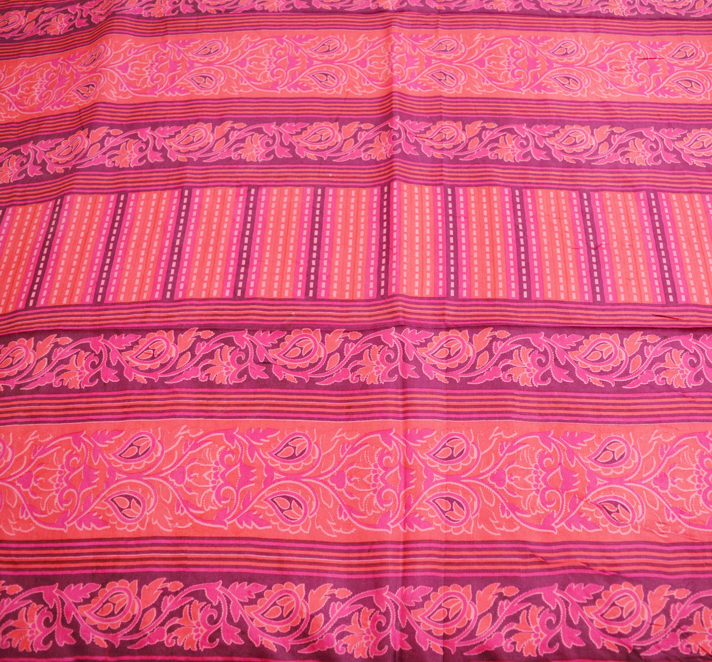 Indian Vintage Sari Pink 100% Pure Silk Printed Saree 5yard Sewing Craft Fabric DressMaking Soft Golden Zari