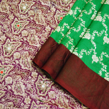 Vintage Sari Heavy Wedding Pure Satin Silk Hand Embroidered Banarsi Brocade Saree Zari/Zardozi/Dabka 5Yd