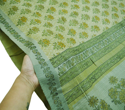 Vintage Beige Heavy Saree Pure Woolen Woven Printed Indian Sari Soft Warm Fabric 5Yard Zigzag Woven Border Fringes