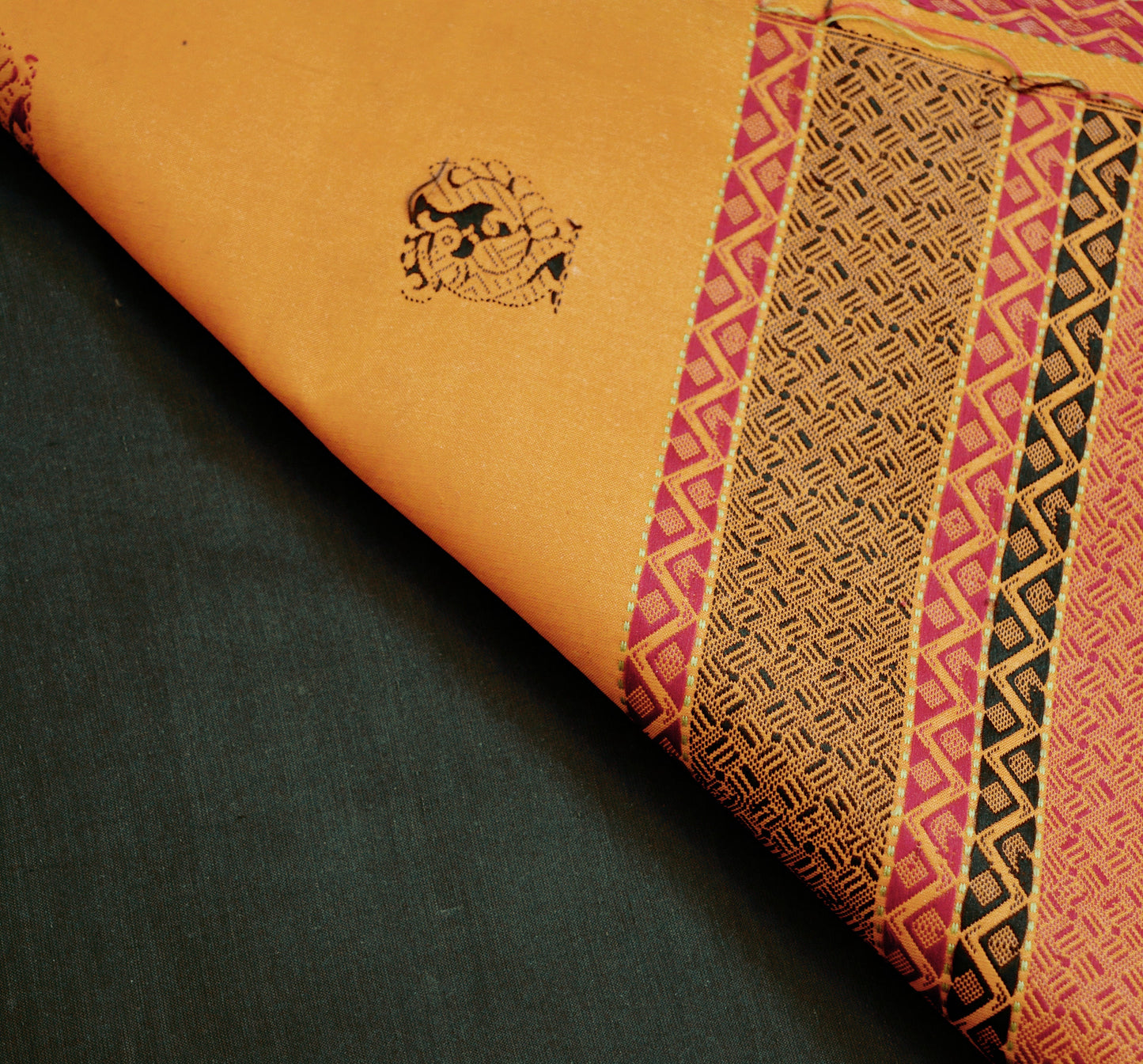 Indian Vintage Sari Black Pure Cotton Hand Woven Saree 5yard Ethnic Soft