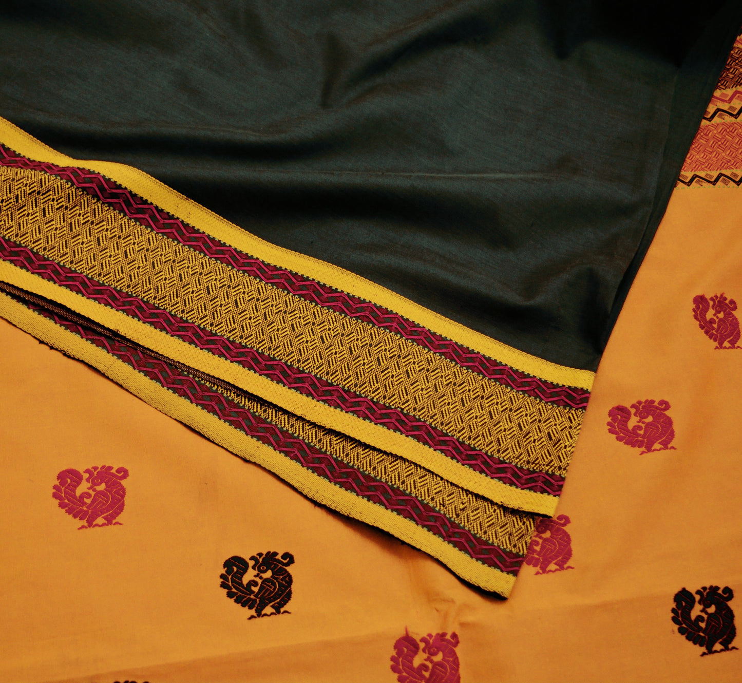 Indian Vintage Sari Black Pure Cotton Hand Woven Saree 5yard Ethnic Soft