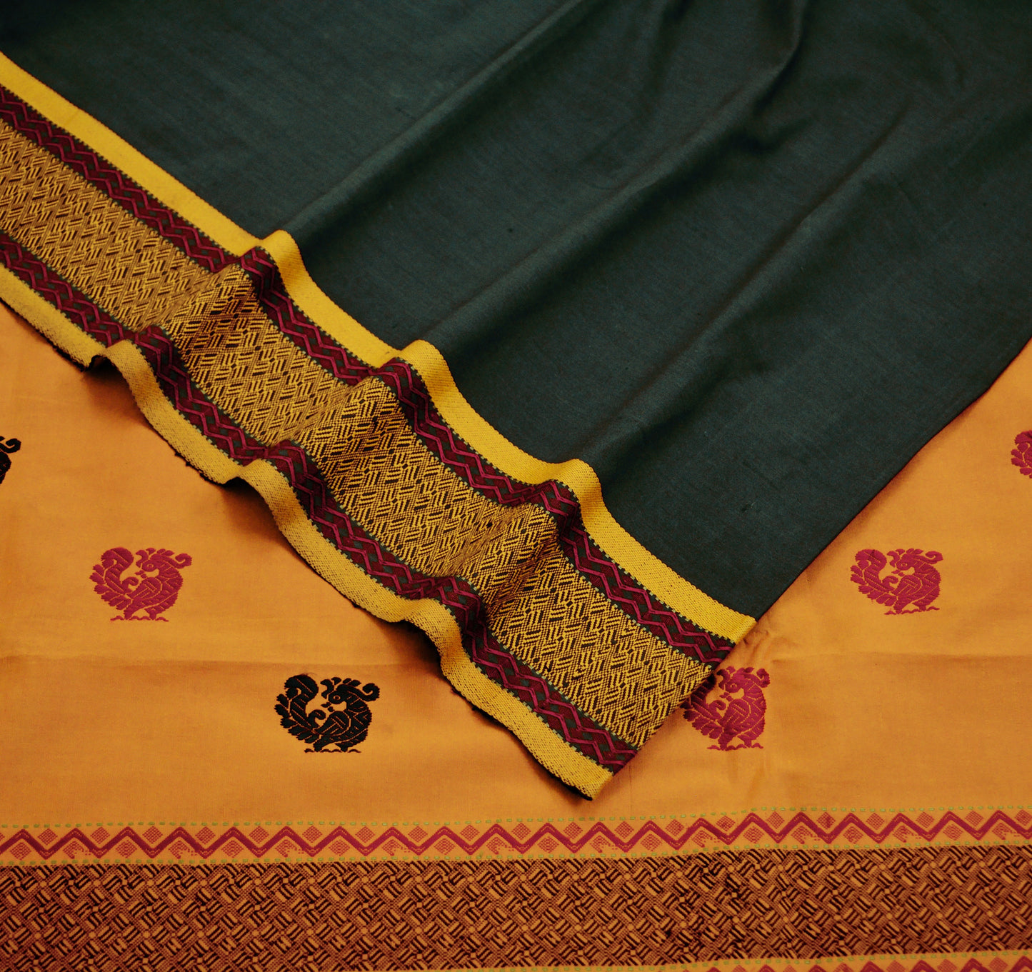 Indian Vintage Sari Black Pure Cotton Hand Woven Saree 5yard Ethnic Soft