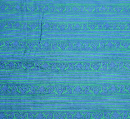 Vintage Blue Heavy Saree Pure Woolen Woven Printed Indian Sari Soft Warm Fabric 5Yard Floral Woven Border