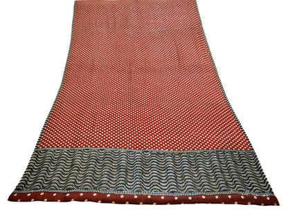 Indian Black & Red Vintage Dupatta Long Stole Hand Beaded Printed Pure Georgette Silk Indian Scarves Veil Wrap Soft Floral