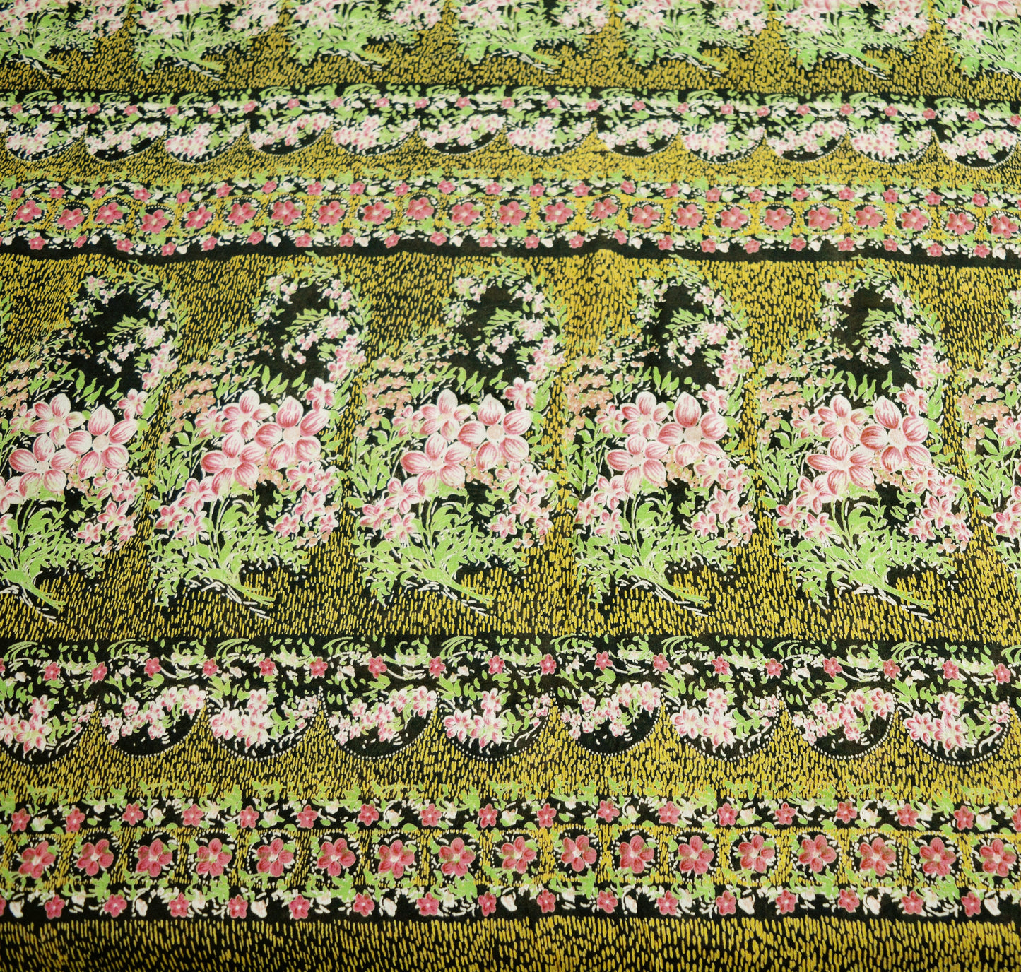 Vintage Sari Black Pure Silk Printed Saree Craft Fabric 6yard Sewing Floral Soft Dress Designing  for Crafting