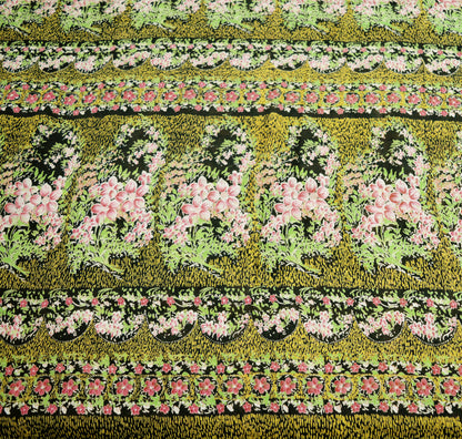 Vintage Sari Black Pure Silk Printed Saree Craft Fabric 6yard Sewing Floral Soft Dress Designing  for Crafting