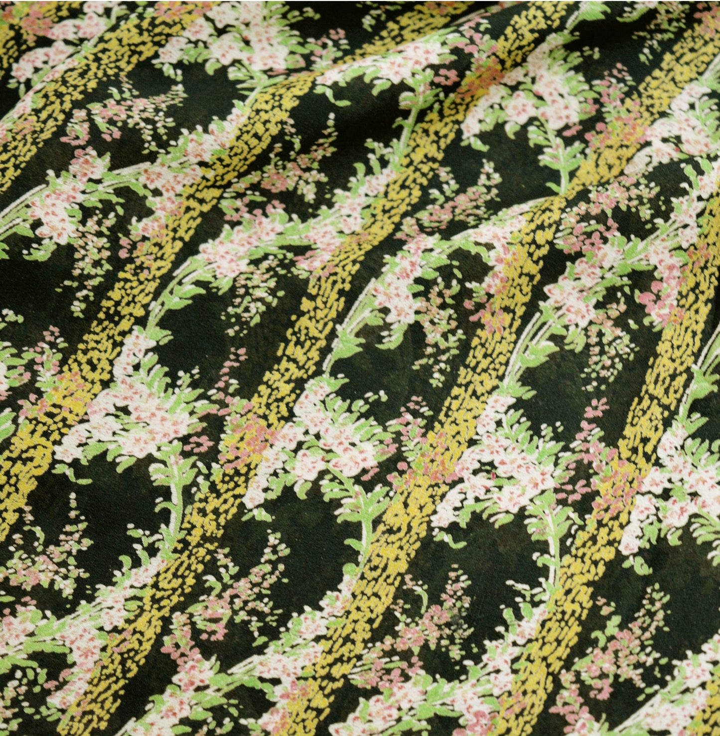 Vintage Sari Black Pure Silk Printed Saree Craft Fabric 6yard Sewing Floral Soft Dress Designing  for Crafting