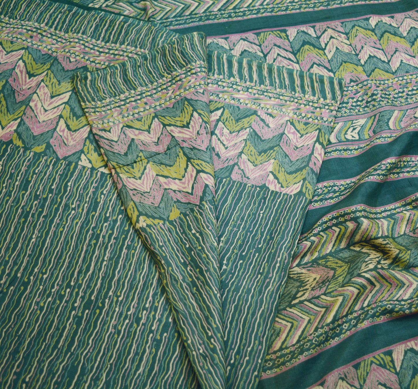 Indian Vintage Sari Grayish Blue  Printed Pure Cotton Indian Craft Soft Fabric 5Yard Sewing Sarong Wrap Boho Floral