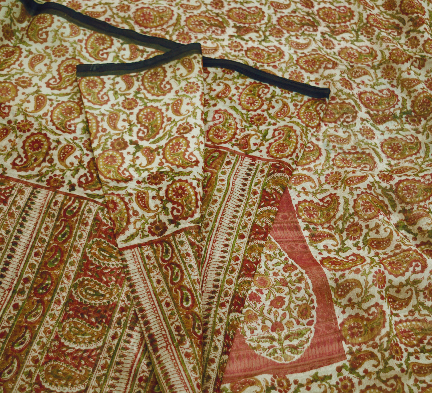 Women Vintage Sari Beige Pure Chiffon Silk Printed Saree Craft Fabric Sewing 6Yard Soft Light Sari Dress Making Floral