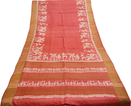 Indian Vintage Pink Saree Pure Khadi Silk Handloom Woven Indian Sari Fabric 5yard Ethnic Wear Sari Zari Border