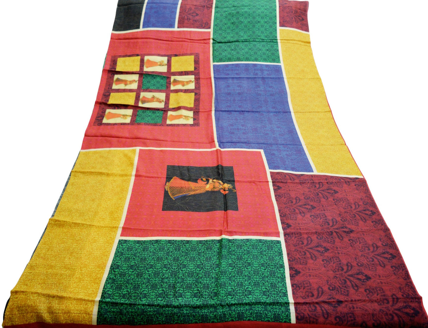 Indian Vintage Multi Saree Pure Khadi Silk Handloom Printed Indian Sari Fabric 5yard Ethnic Wear Sari Floral