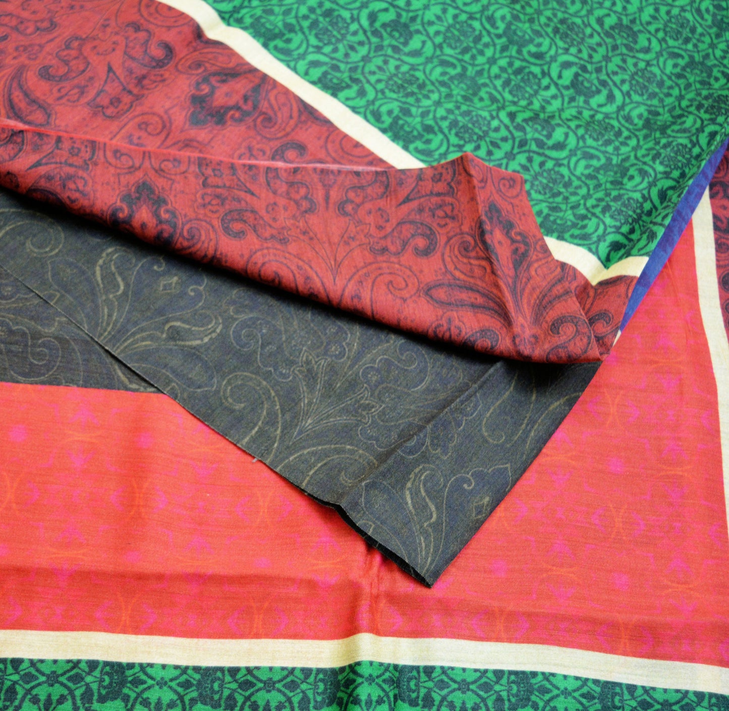 Indian Vintage Multi Saree Pure Khadi Silk Handloom Printed Indian Sari Fabric 5yard Ethnic Wear Sari Floral