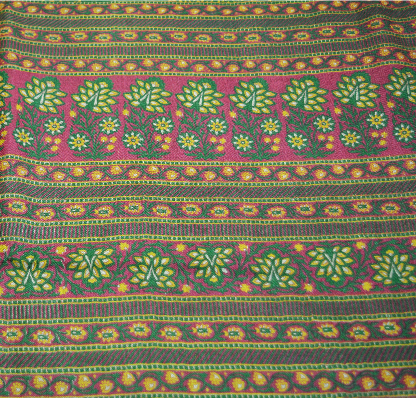 Vintage Green Heavy Saree Pure Woolen Woven Printed Indian Sari Soft Warm Fabric 5Yard Floral Woven Border