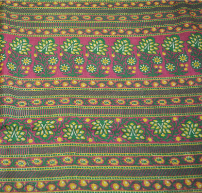 Vintage Green Heavy Saree Pure Woolen Woven Printed Indian Sari Soft Warm Fabric 5Yard Floral Woven Border