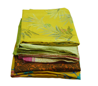 FREE SHIPPING Vintage Lot Of 5 Sarees Recycled Used Felting Quilting Pure Silk Sari With Defect Fabric Craft Sari Dressmaking Sewing Soft