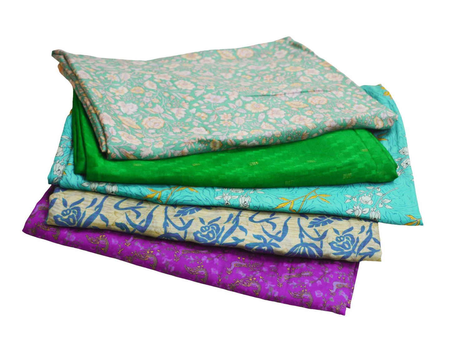 FREE SHIPPING Vintage Lot Of 5 Sarees Recycled Used Felting Quilting Pure Silk Sari With Defect Fabric Craft Sari Dressmaking Sewing Soft