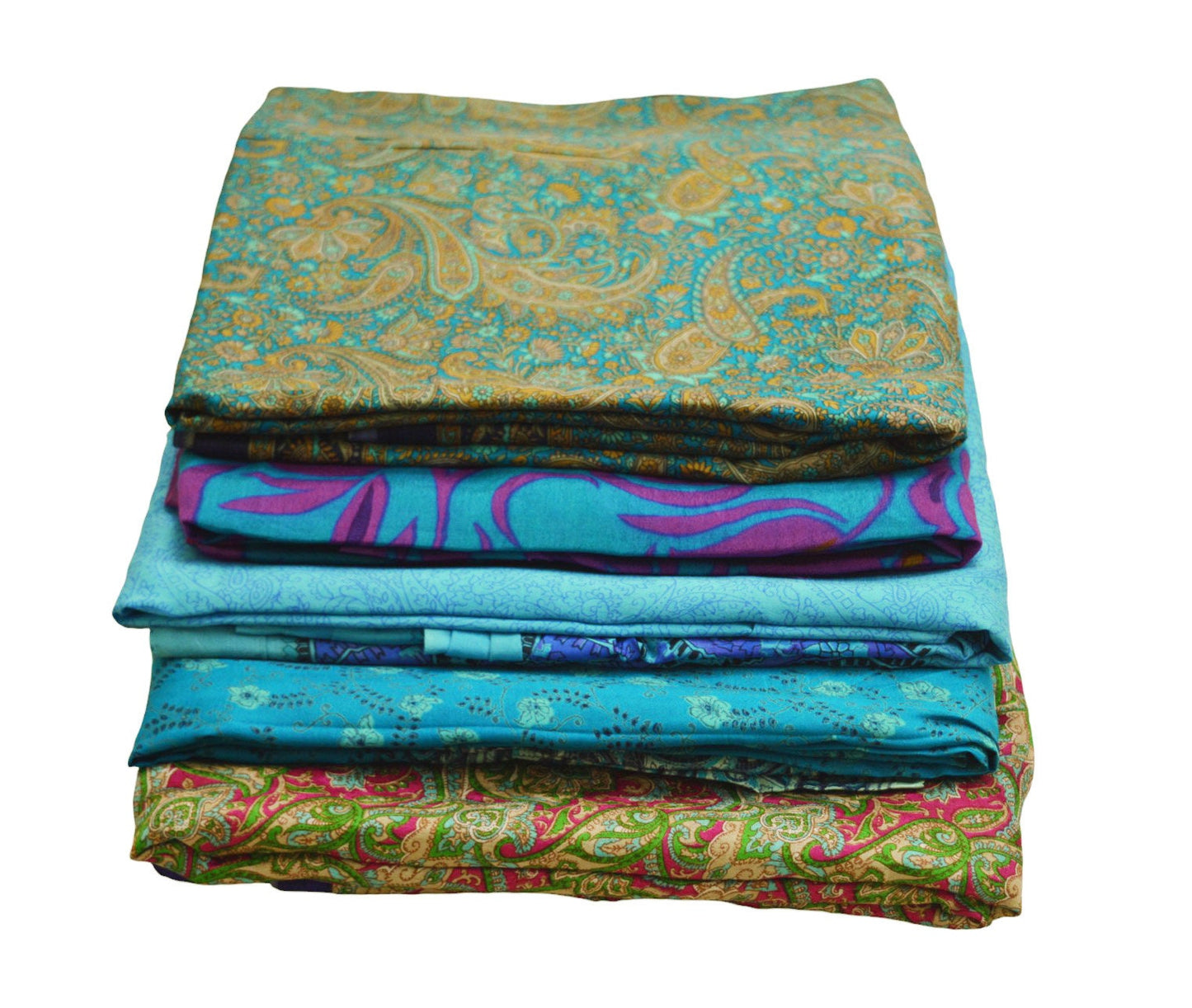 FREE SHIPPING Vintage Lot Of 5 Sarees Recycled Used Felting Quilting Pure Silk Sari With Defect Fabric Craft Sari Dressmaking Sewing Soft