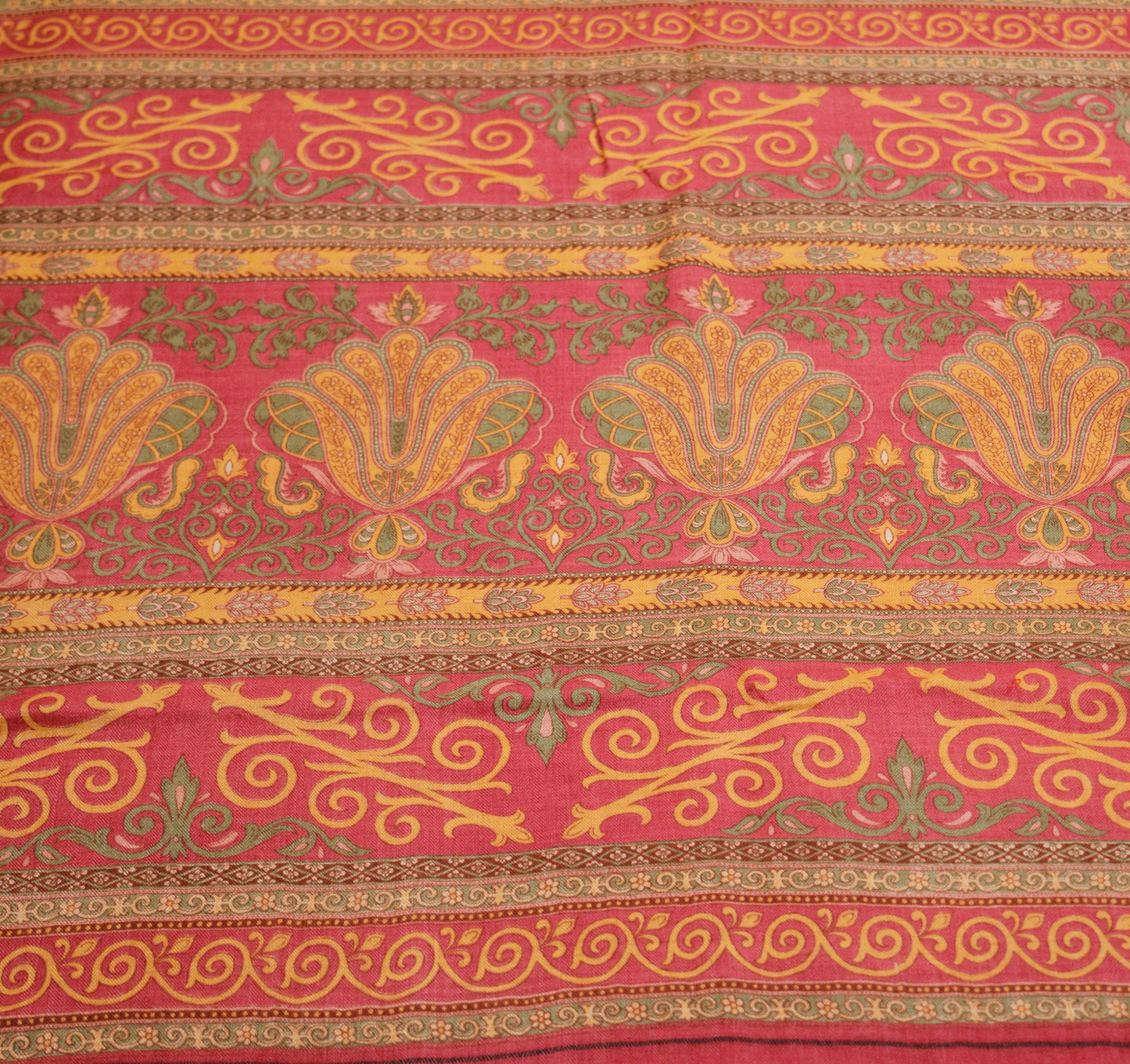 Vintage Pink & Beige Heavy Saree Pure Woolen Woven Printed Indian Sari Soft Warm Fabric 5Yard Floral Woven Border