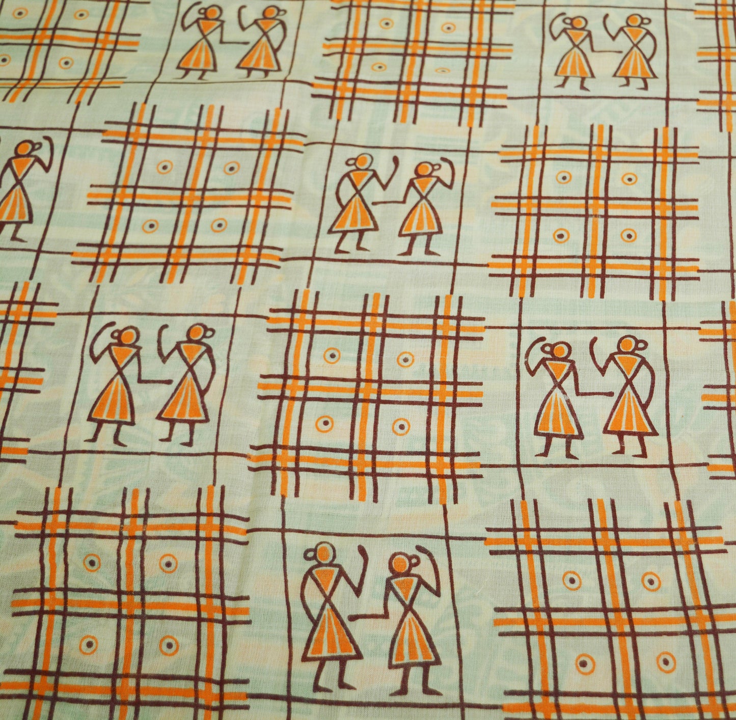 Indian Vintage Ivory Saree Pure Khadi Silk Handloom Warli Printed Indian Sari Fabric 6yard Ethnic Wear Sari Humans