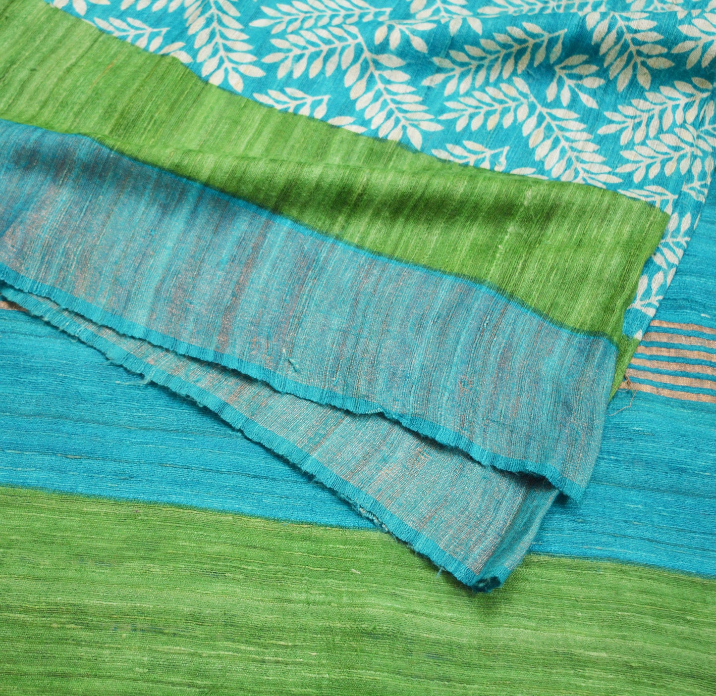 Indian Vintage Heavy Blue Saree Pure Khadi Silk Handloom Indian Sari Craft Fabric 5yard Ethnic Wear Sari