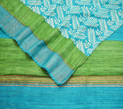 Indian Vintage Heavy Blue Saree Pure Khadi Silk Handloom Indian Sari Craft Fabric 5yard Ethnic Wear Sari