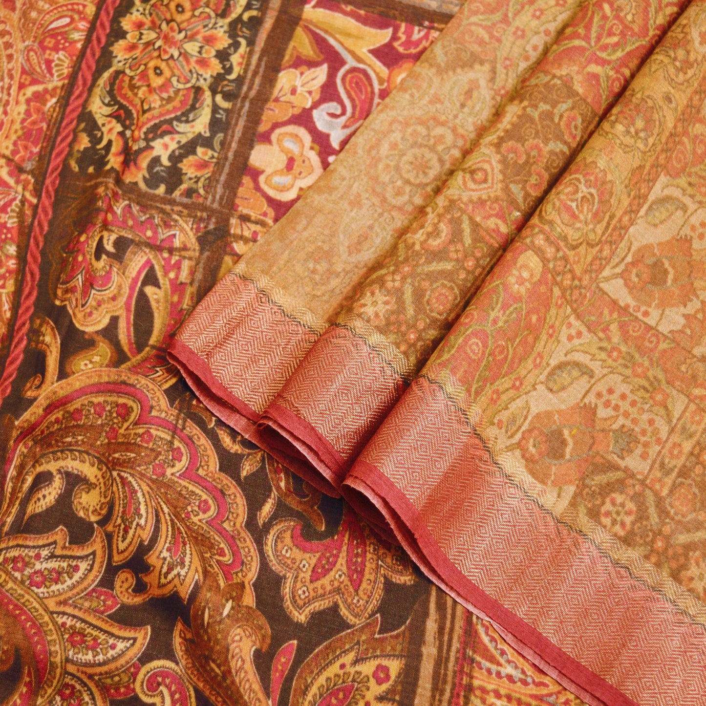 Indian Vintage Saree Pure Khadi Silk Handloom Digital Printed Indian Sari Fabric 5yard Ethnic Wear Sari Floral