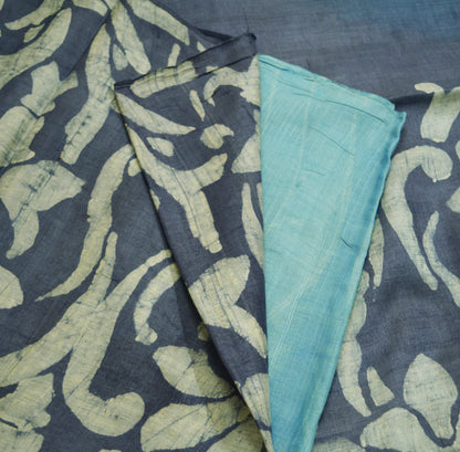 Indian Vintage Blue Saree Pure Khadi Silk Handloom Woven Indian Sari Fabric 5yard Ethnic Wear Fringes