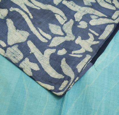 Indian Vintage Blue Saree Pure Khadi Silk Handloom Woven Indian Sari Fabric 5yard Ethnic Wear Fringes