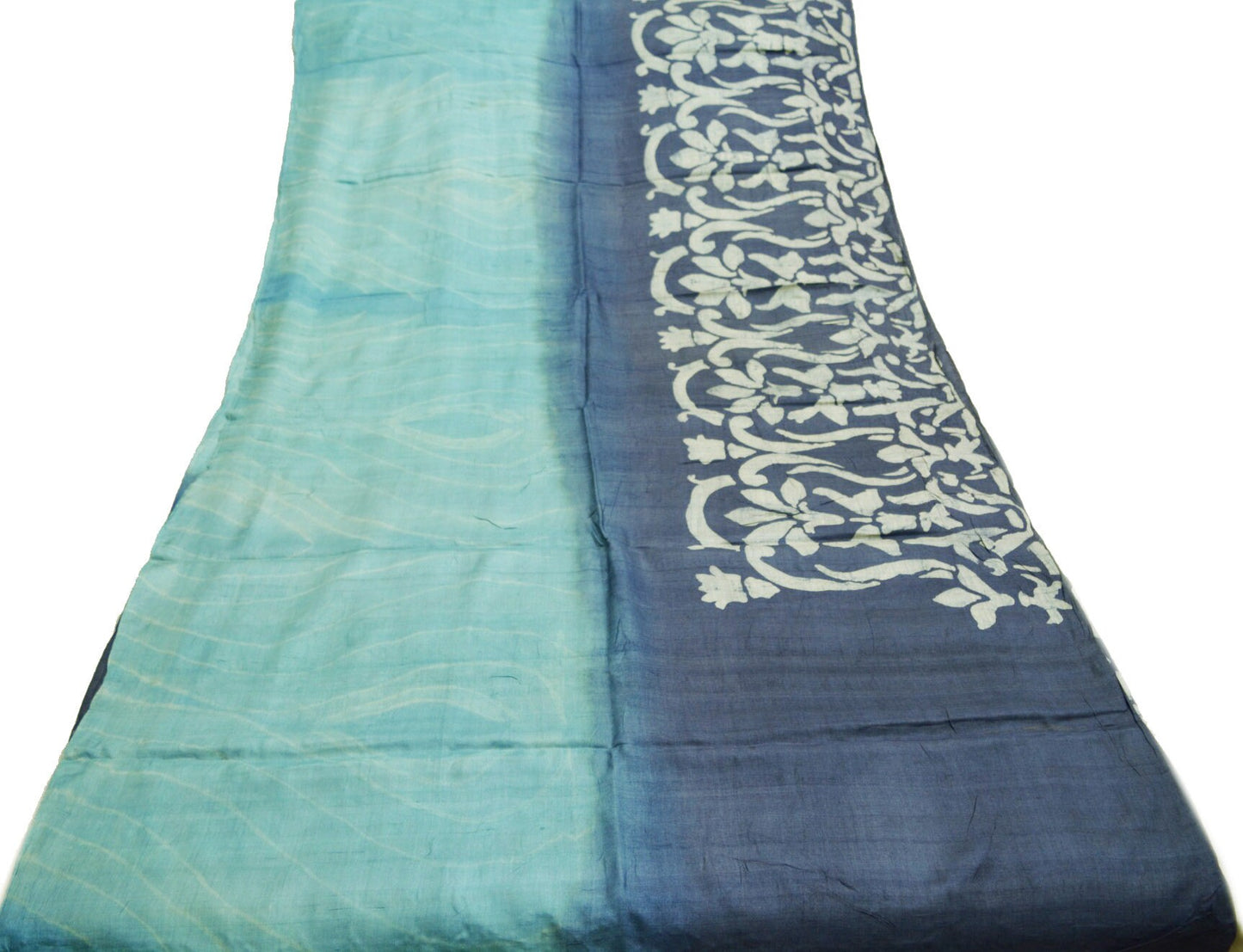 Indian Vintage Blue Saree Pure Khadi Silk Handloom Woven Indian Sari Fabric 5yard Ethnic Wear Fringes