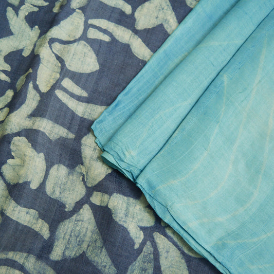 Indian Vintage Blue Saree Pure Khadi Silk Handloom Woven Indian Sari Fabric 5yard Ethnic Wear Fringes