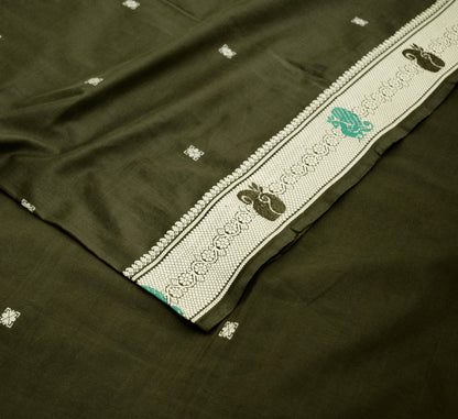 Indian Vintage Sari Black Pure Cotton Hand Woven Baluchari  Saree 5yard Ethnic Lady Design