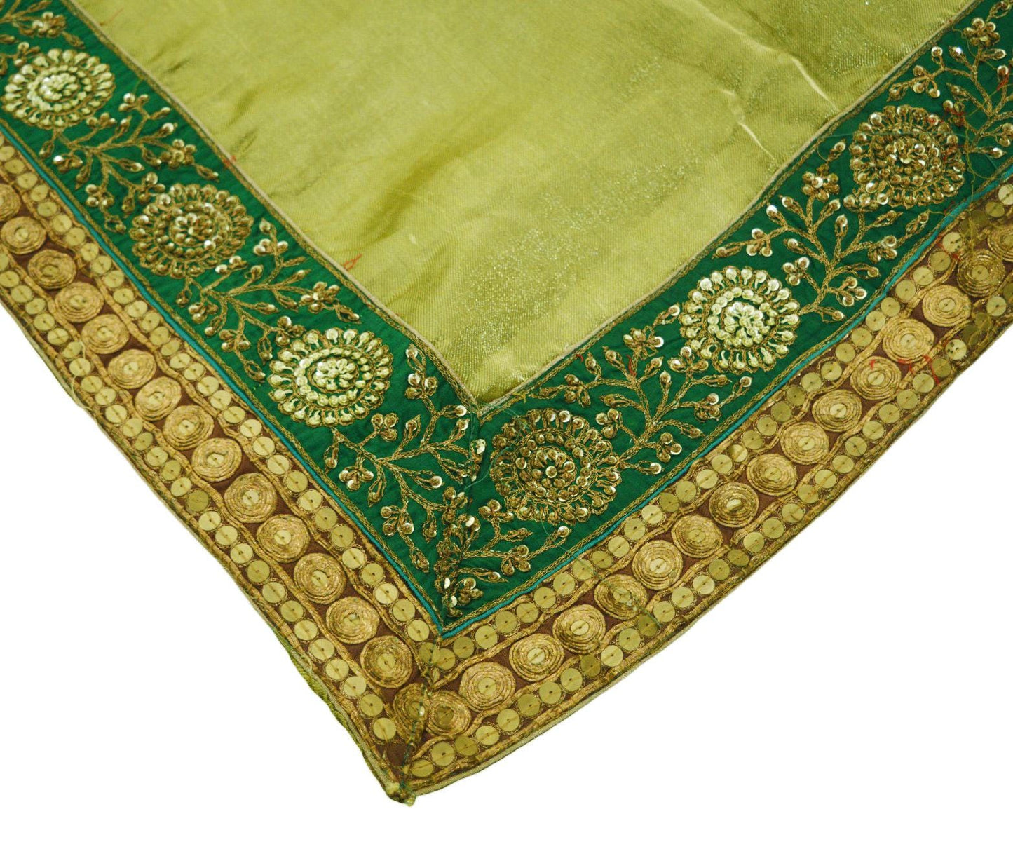 Indian Vintage Heavy Golden Dupatta Tissue Silk Long Stole Hand Embroidered Scarf Zari Zardozi/Dabka