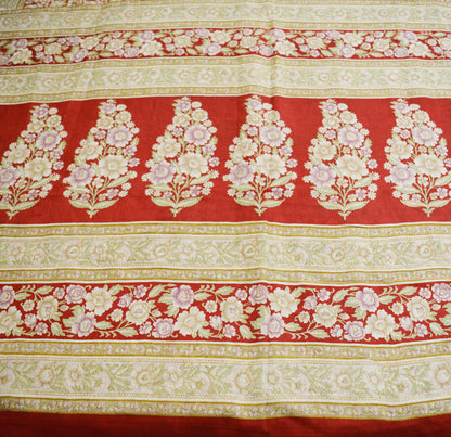 Indian Vintage Sari Red Pure Silk Printed Saree Fabric 6yard Sewing Craft Fabric DressMaking Soft Wrap Floral