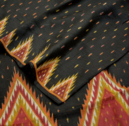 Indian Vintage Sari Black  100% Pure Silk Printed Saree 5yard Sewing Craft Fabric DressMaking Soft Floral