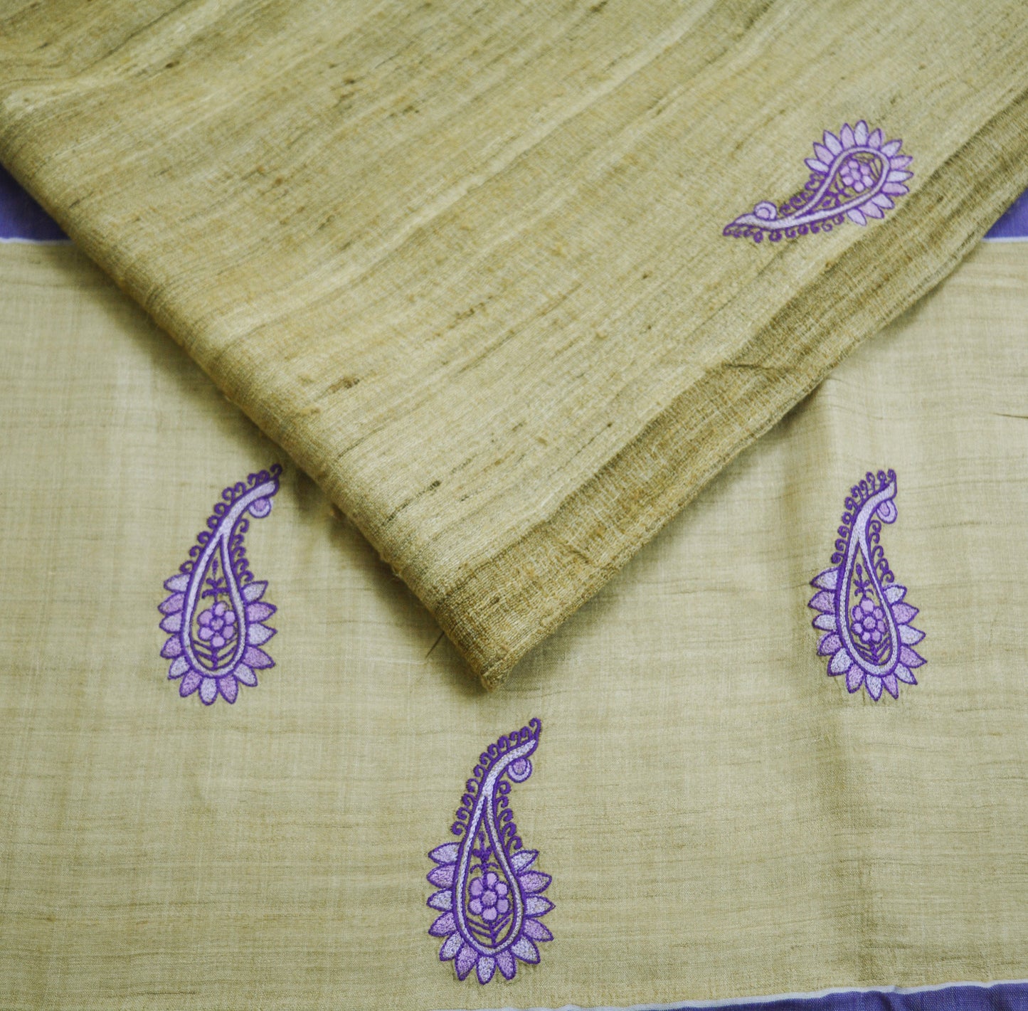 Indian Vintage Beige Saree Pure Khadi Silk Handloom Hand Beaded Indian Sari Fabric 5yard Ethnic