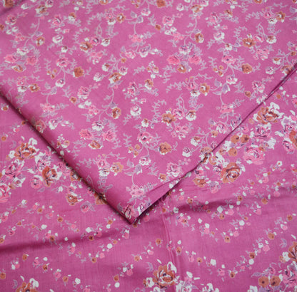 Indian Vintage Sari Pink Pure Silk Printed Saree Fabric 5yard Sewing Craft Fabric DressMaking Soft Wrap Floral