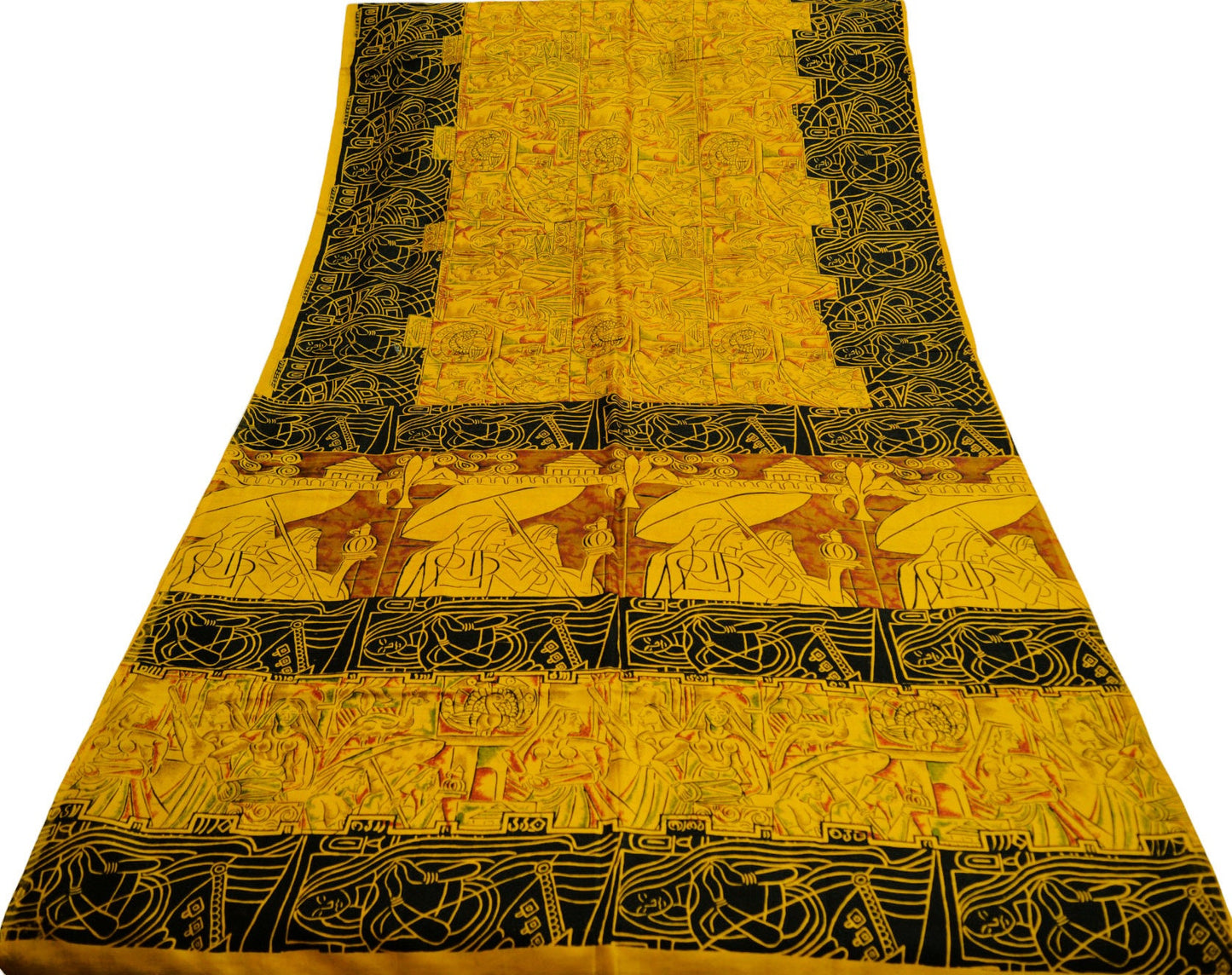 Indian Vintage Sari Yellow 100% Pure Silk Printed Sarees Fabric 5yard Sewing Floral Paisley Soft Craft Fabric Humans