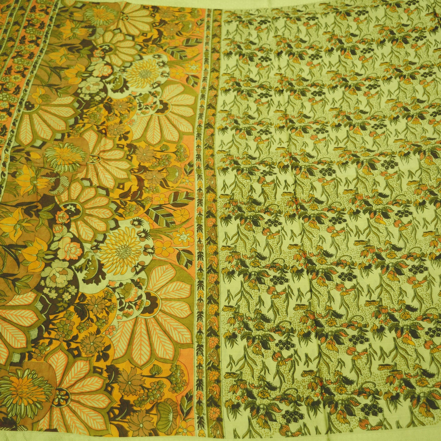 Indian Vintage Sari Green 100% Pure Silk Printed Sarees Fabric 6yd Sewing Craft Fabric DressMaking  Soft Wrap