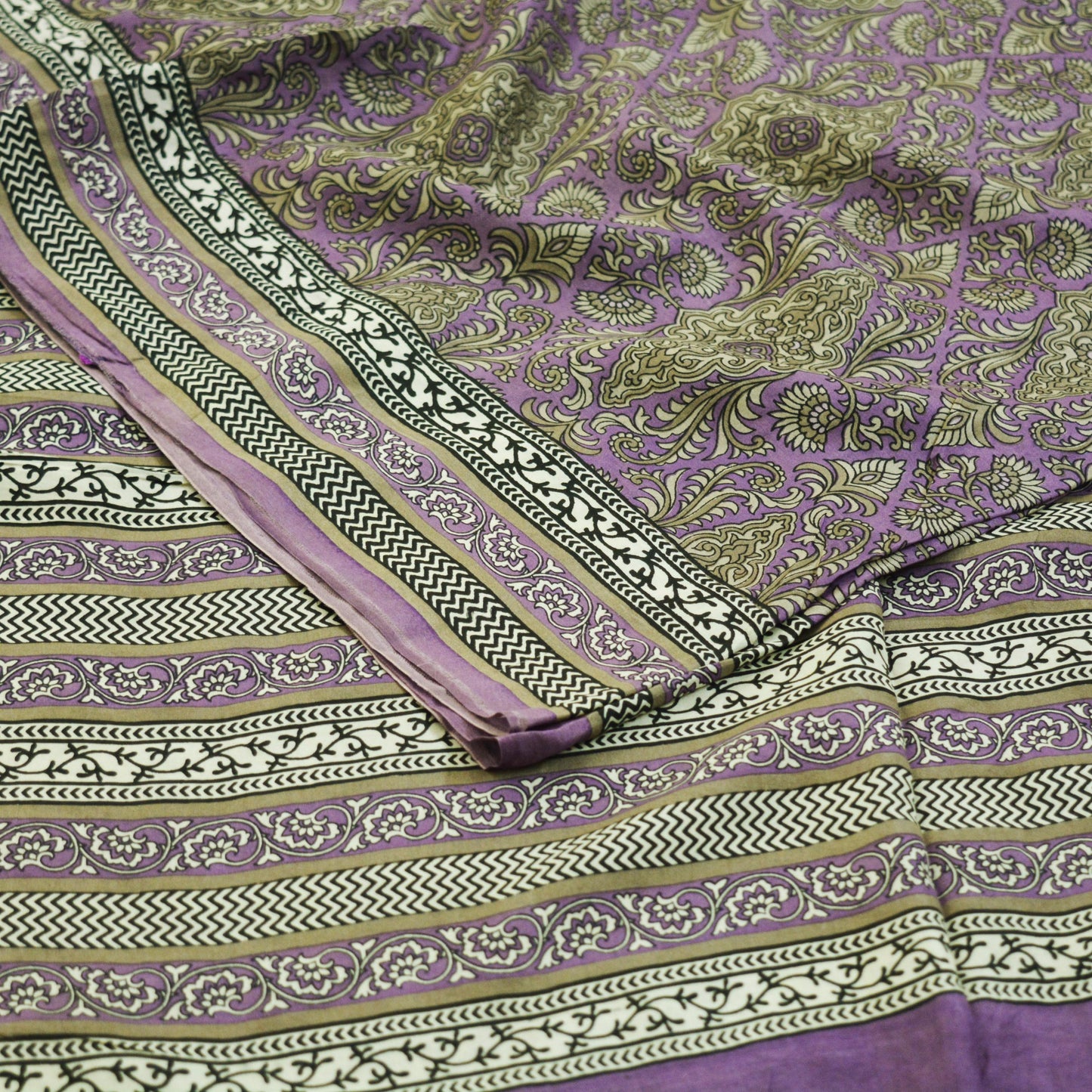 Indian Vintage Sari Purple 100% Pure Silk Printed Saree Fabric 5yd Sewing Craft Fabric DressMaking Soft Wrap Floral