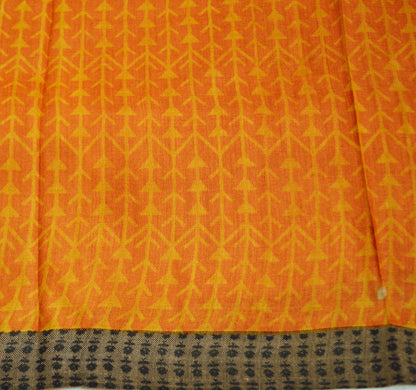 Vintage Maroon & Mustard Heavy Saree Pure Woolen Woven Printed Indian Sari Soft Warm Fabric 5Yard Floral Woven Border