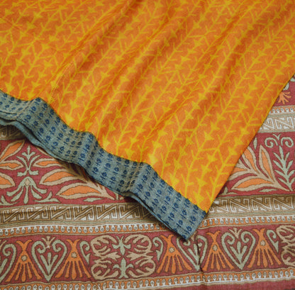 Vintage Maroon & Mustard Heavy Saree Pure Woolen Woven Printed Indian Sari Soft Warm Fabric 5Yard Floral Woven Border