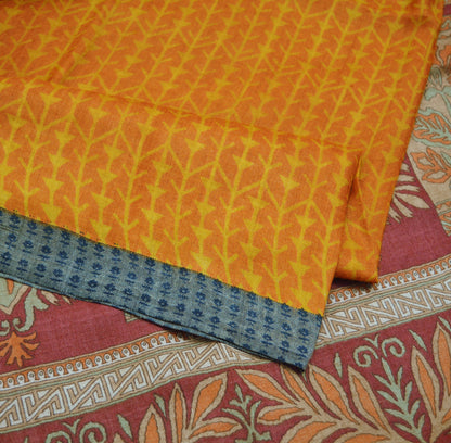 Vintage Maroon & Mustard Heavy Saree Pure Woolen Woven Printed Indian Sari Soft Warm Fabric 5Yard Floral Woven Border