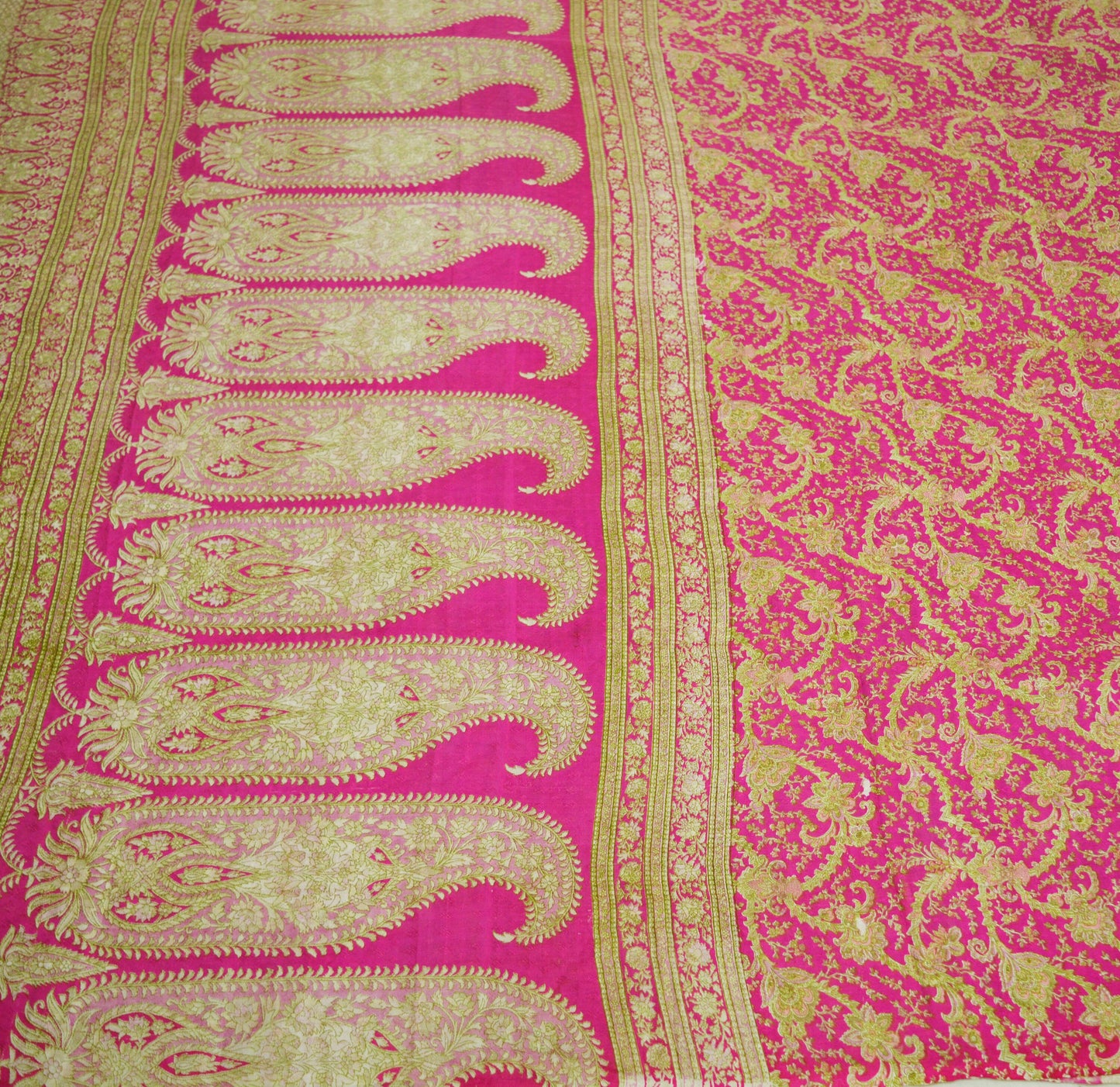 Indian Vintage Sari Pink Pure Silk Printed Saree Fabric 5yard Sewing Craft Fabric DressMaking Soft Wrap Floral