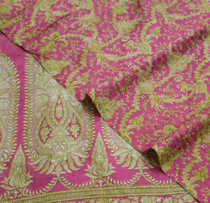 Indian Vintage Sari Pink Pure Silk Printed Saree Fabric 5yard Sewing Craft Fabric DressMaking Soft Wrap Floral