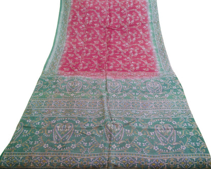 Indian Vintage Sari Gray & Pink 100% Pure Silk Printed Saree Fabric 5yard Sewing Craft DressMaking Floral