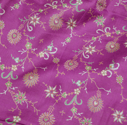 Indian Vintage Sari Purple & Saffron Pure Silk Printed Saree 5yard Sewing Quilting Craft Fabric DressMaking Soft Golden Zari
