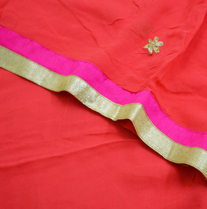 Indian Vintage Pink Dupatta Pure Georgette silk Long Stole Hand Embroidered Scarves Stole Veil Wrap Zari