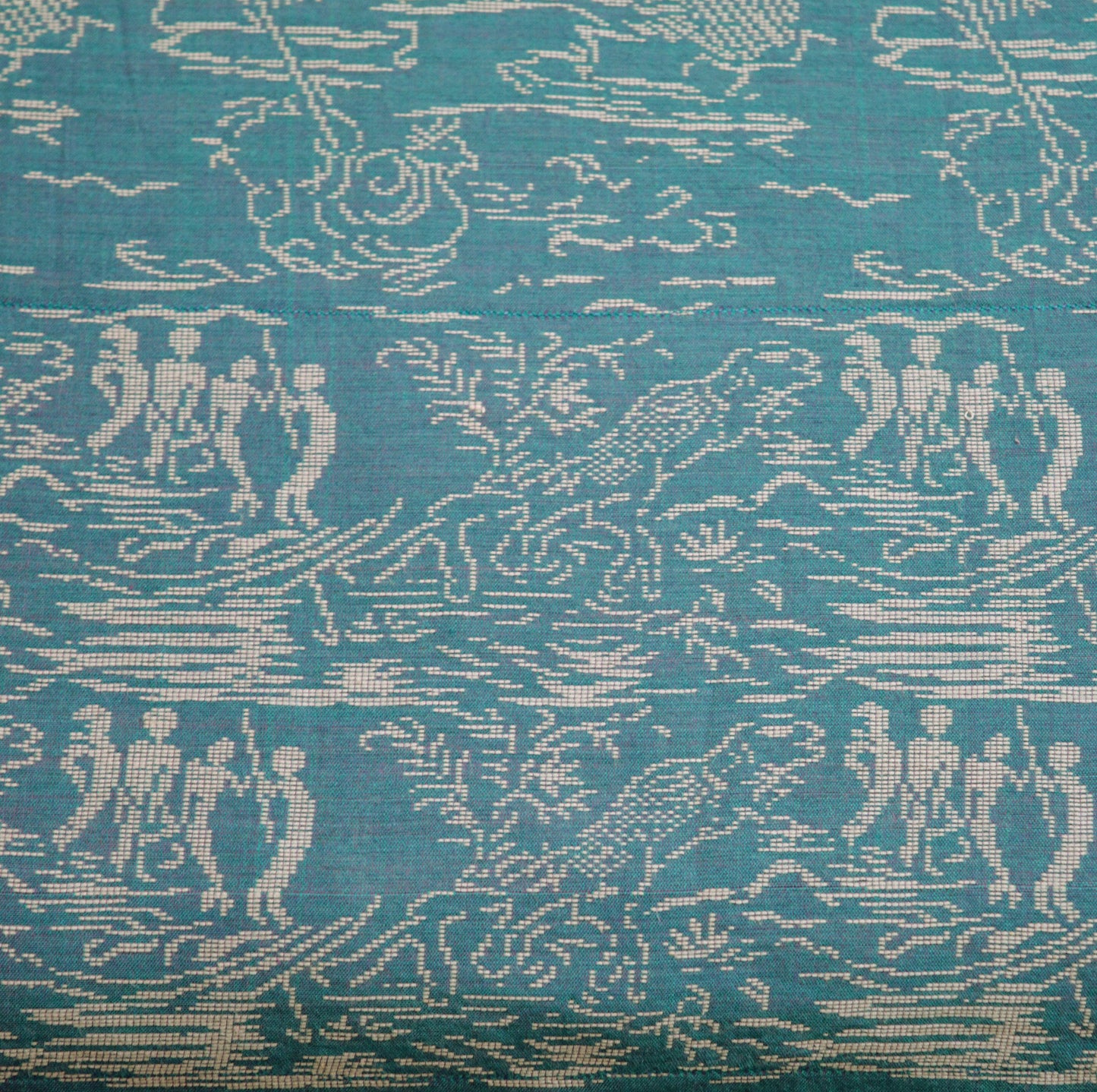 Vintage Blue Saree Pure Cotton Hand Woven Indian Sari 5Yard Soft Floral Ethnic Humans