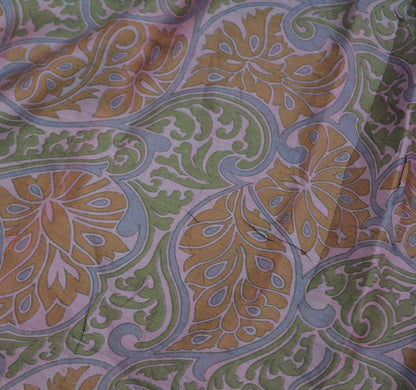 Indian Vintage Sari Blue Pure Silk Printed Saree 5yard Sewing Craft Fabric Dress Making Soft Wrap Floral Zari