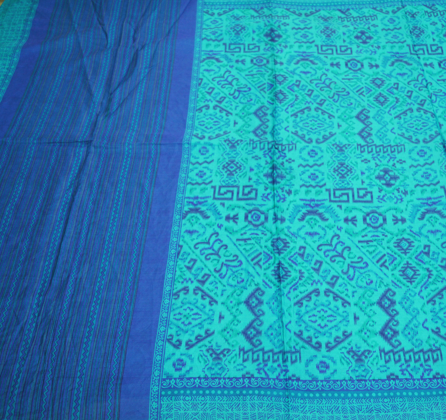 Indian Vintage Sari Blue Pure Silk Printed Saree Fabric 5yard Sewing Craft Fabric DressMaking Soft Wrap Floral